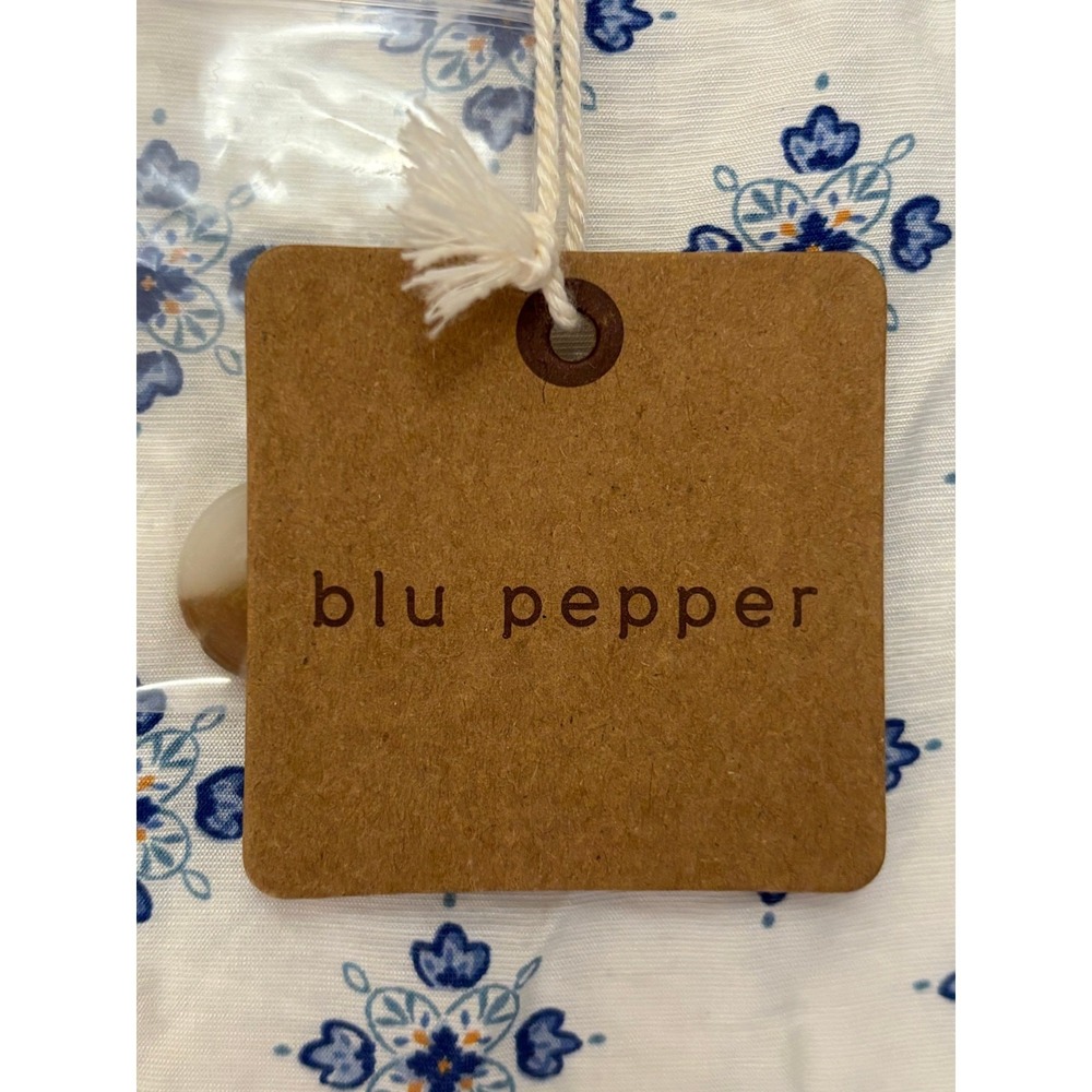 Blu Pepper White Blue Tiered Button Front Midi Dress Small, cottagecore NWT - Picture 8 of 8